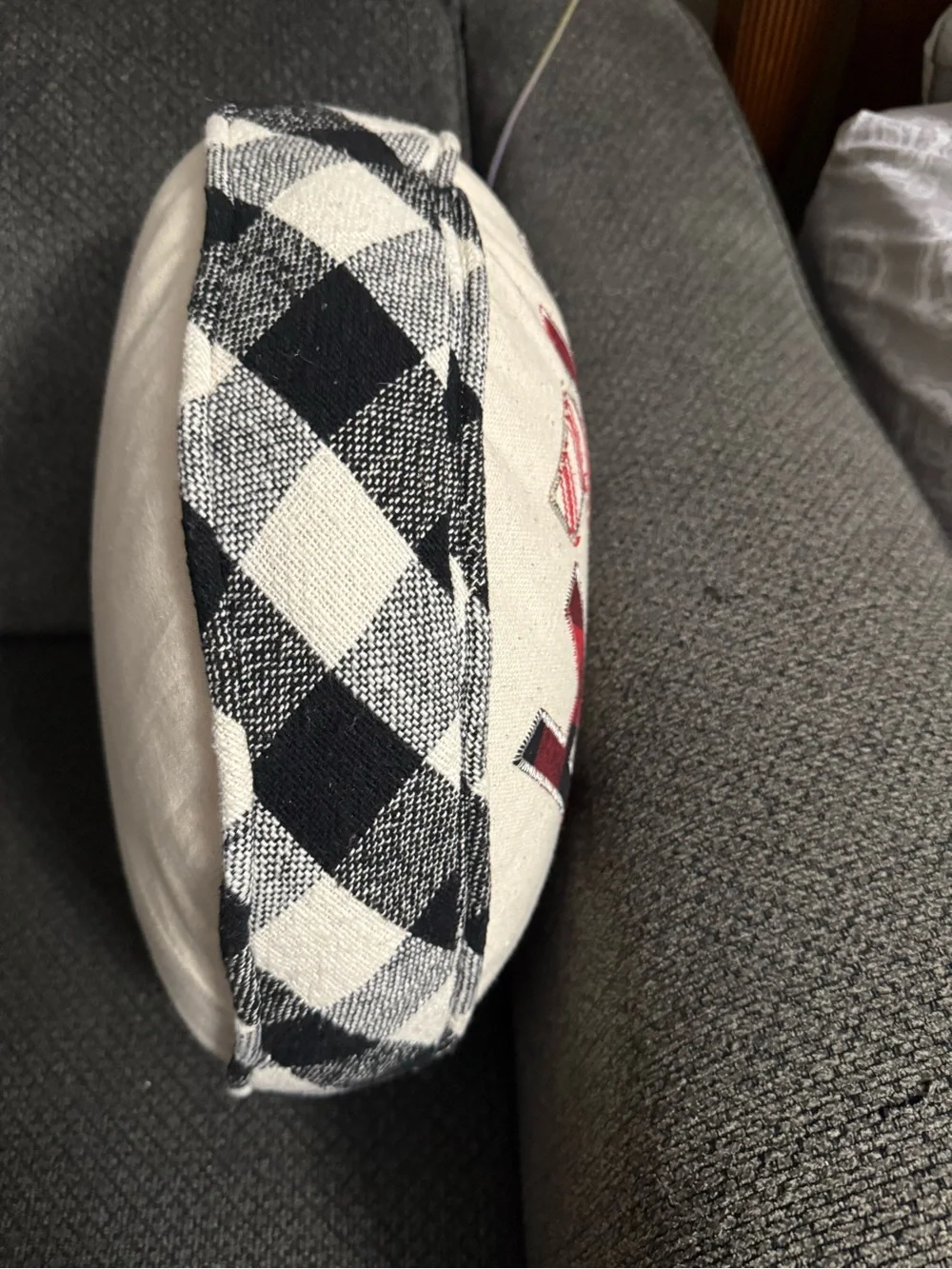 Mud Pie Decorative Pillow with FALALALA on the front  Black and white Trim